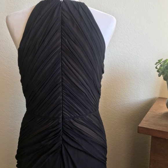 Vera Wang Black Chiffon Ruched Gown - Picture 5 of 8